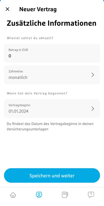 Simplr, neuer Vertrag, Beitrag und Vertragsbeginn