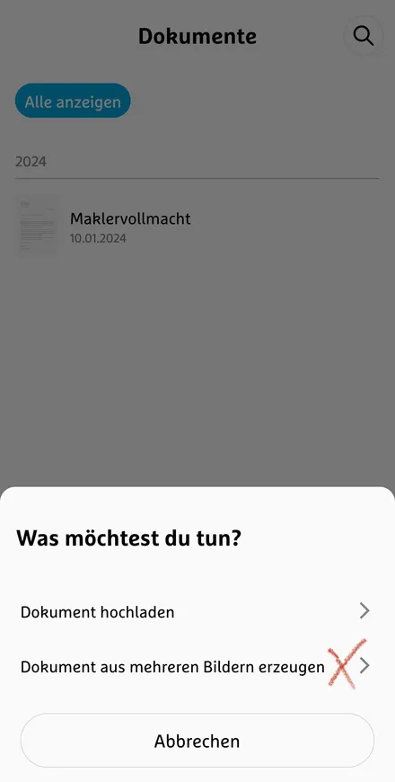 Simplr, Beitragsrechnung als Dokument hochgeladen